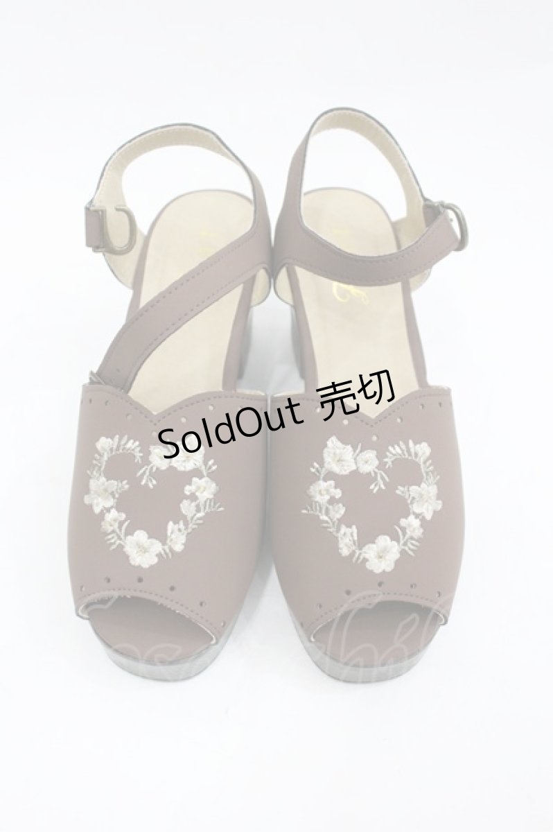 画像1: Fi.n.t / ブーケ刺繍ウッドライクソールサンダル M ブラウン I-26-03-23-122-CA-SH-SA-ZTK052 (1)