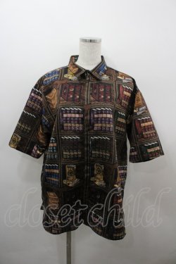 画像1: Q-pot. / メルティーブックシェルフシャツ ユニセックス ブラウン I-26-03-23-002-QP-BL-SA-ZI