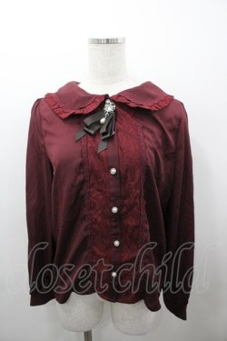 画像1: axes femme POETIQUE / ビジューブローチ付ブラウス M ボルドー I-26-03-23-014-AX-BL-SA-ZI