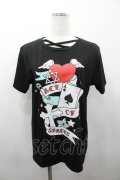 LISTEN FLAVOR / エースオブスペードネッククロスカットソー  ブラック I-26-03-23-016-PU-TO-SA-ZI