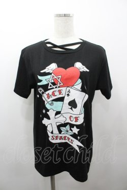 画像1: LISTEN FLAVOR / エースオブスペードネッククロスカットソー  ブラック I-26-03-23-016-PU-TO-SA-ZI