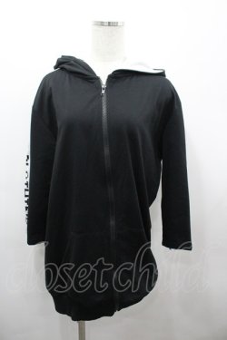 画像1: NieR Clothing / 袖ロゴジップアップパーカー  ブラック　 I-26-03-23-019-PU-TO-SA-ZI