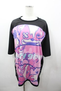 画像1: meltyglow / Melty BIG PRINT CUTSEW  ブラック I-26-03-23-021-PU-TS-SA-ZI