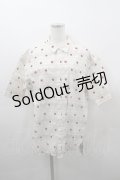 Q-pot. / チェリーポルカドットドレスシャツ  白ｘ赤 I-26-03-23-003-QP-BL-SA-ZI
