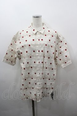 画像1: Q-pot. / チェリーポルカドットドレスシャツ  白ｘ赤 I-26-03-23-003-QP-BL-SA-ZI