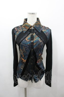 画像1: Ozz Croce / 総柄スナップボタンシャツ  黒 I-26-03-23-025-OO-BL-SA-ZI