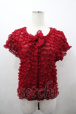 画像1: PINK HOUSE / フロッキードットチュールブラウス  赤 I-26-03-23-031-LO-BL-SA-ZI