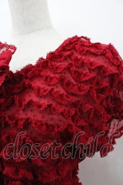 画像2: PINK HOUSE / フロッキードットチュールブラウス  赤 I-26-03-23-031-LO-BL-SA-ZI