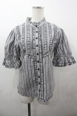 画像1: PINK HOUSE / ヨークフリルブラウス  黒Ｘ白 I-26-03-23-032-LO-BL-SA-ZI