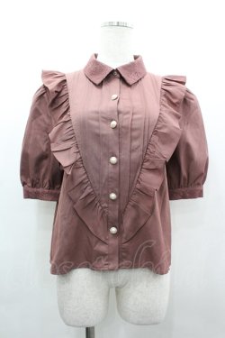 画像1: Rojita / パール釦Vフリル半袖ブラウス  ピンク I-26-03-25-001-LO-BL-SA-ZI