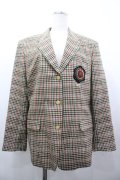 INGEBORG / ワッペンチェックジャケット L ブラウン I-26-03-25-034-LO-JA-SA-ZI