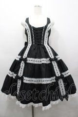 metamorphose / 木漏れ日のトロイメライ ティアードジャンパースカート 1 黒×オフ白 I-26-03-25-041-ME-OP-SA-ZI