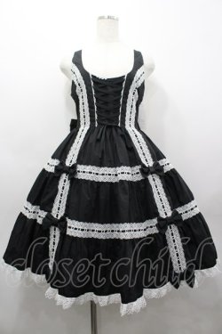 画像1: metamorphose / 木漏れ日のトロイメライ ティアードジャンパースカート 1 黒×オフ白 I-26-03-25-041-ME-OP-SA-ZI