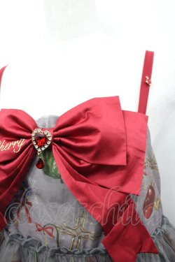 画像4: 薄暑之毎 / チェリー総柄段フリルジャンパースカート S グレーＸ赤 I-26-03-25-043-LO-OP-SA-ZI