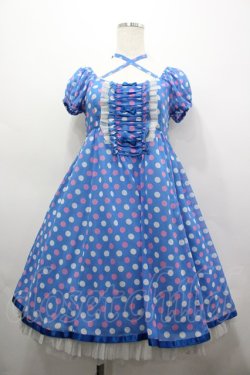 画像1: Emily Temple cute / ジョーゼット水玉ワンピース  青 I-26-03-25-045-ET-OP-SA-ZI