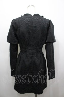 画像2: Ank Rouge / パール&ジャガードデザインワンピース  黒Ｘ白 I-26-03-25-048-CA-OP-SA-ZI