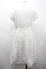 画像2: LODISPOTTO / フラワーチェック透かしプリント半袖ワンピース  白 I-26-03-25-051-LO-OP-SA-ZI (2)