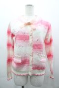 Nile Perch / ボーダーラインストーンニットカーディガン  ピンクＸ白 I-26-03-25-006-LO-TO-SA-ZI