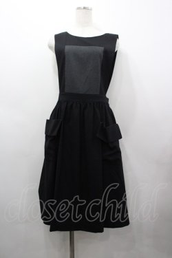 画像1: Jane Marple / Vintage Poplin Bicolorジャンパースカート M ブラック I-26-03-25-058-JM-OP-SA-ZI