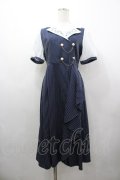 axes femme / 夜空刺繍襟ドッキングワンピース  紺Ｘ白 I-26-03-25-061-AX-OP-SA-ZI