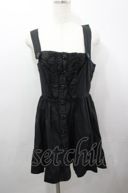 画像1: PEACE NOW / フリルジャンパースカート M 黒 I-26-03-25-064-PU-OP-TE-ZI