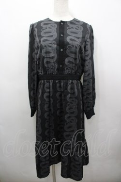 画像1: HYSTERIC GLAMOUR / SNAKE LOOP柄ギャザーワンピース  ブラック I-26-03-25-065-PU-OP-SA-ZI