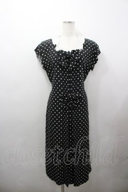 画像1: INGEBORG / ドットリボン半袖ワンピース  黒Ｘ白 I-26-03-25-067-LO-OP-SA-ZI