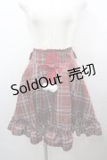 Amavel / ファーポン付きチェックフリルスカート  赤チェックＸ白 I-26-03-25-078-CA-SK-SA-ZI