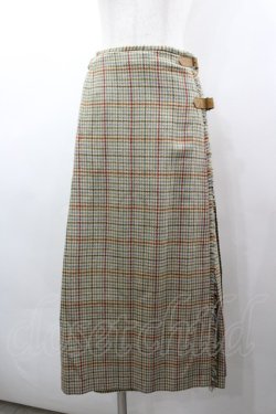 画像1: INGEBORG / 千鳥チェックサイドベルトプリーツスカート  ブラウン I-26-03-25-088-LO-SK-SA-ZI
