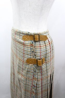 画像2: INGEBORG / 千鳥チェックサイドベルトプリーツスカート  ブラウン I-26-03-25-088-LO-SK-SA-ZI