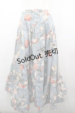 画像1: INGEBORG / フラワー総柄スカート  青Ｘ白Ｘ赤 I-26-03-25-091-LO-SK-SA-ZI