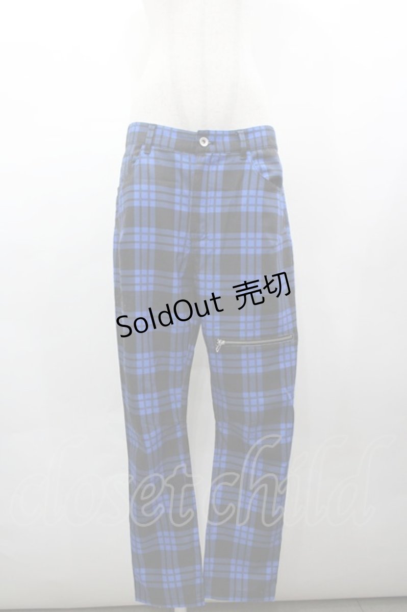画像1: HELL CAT PUNKS / ZIPポケットチェックパンツ M ブルー I-26-03-25-094-PU-PA-SA-ZI (1)