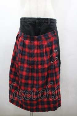 画像1: HELL CAT PUNKS / プリーツフラップ付パンツ M レッド I-26-03-25-095-PU-PA-SA-ZI