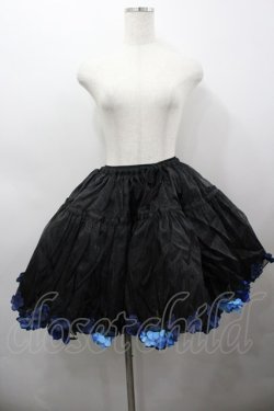 画像1: Boguta / 薔薇モチーフオーガンジーパニエ  黒Ｘ青 I-26-03-25-103-0-SK-SA-ZI