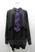 TRAVAS TOKYO / チェックネクタイ長袖シャツ  黒Ｘパープルチェック I-26-03-25-012-PU-BL-SA-ZI