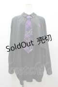 TRAVAS TOKYO / チェックネクタイ長袖シャツ  黒Ｘパープルチェック I-26-03-25-012-PU-BL-SA-ZI