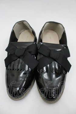 画像1: m petit by misako / AMキルトリボンローファー  ブラック I-26-03-25-124-LO-SH-SA-ZI