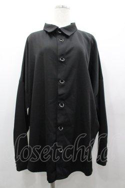 画像1: ililil / ピアスボタンシャツ  黒Ｘシルバー I-26-03-25-013-PU-BL-SA-ZI