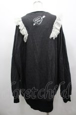 画像2: TRAVAS TOKYO / RUEL ANGELショルダーフリルスウェット  黒ｘ白 I-26-03-25-021-PU-TO-SA-ZI (2)
