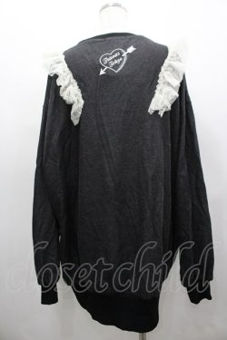 画像2: TRAVAS TOKYO / RUEL ANGELショルダーフリルスウェット  黒ｘ白 I-26-03-25-021-PU-TO-SA-ZI