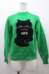 HYSTERIC GLAMOUR /ACK CATジャカードセーター  グリーン I-26-03-25-022-PU-TO-SA-ZI
