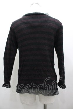 画像2: BPN FOR MEN / ボーダーカーディガン M 黒×紫 I-26-03-25-023-GO-TO-TE-ZI