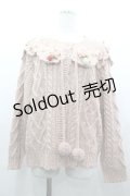 PINK HOUSE / Berry Roseモチーフ付きヨーク編みニットカーディガン  ピンク I-26-03-25-026-LO-BL-SA-ZI