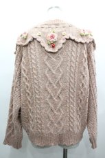 画像2: PINK HOUSE / Berry Roseモチーフ付きヨーク編みニットカーディガン  ピンク I-26-03-25-026-LO-BL-SA-ZI (2)