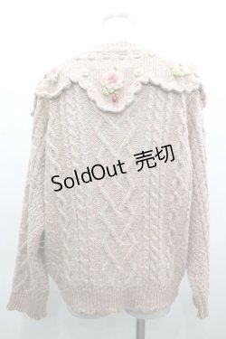 画像2: PINK HOUSE / Berry Roseモチーフ付きヨーク編みニットカーディガン  ピンク I-26-03-25-026-LO-BL-SA-ZI