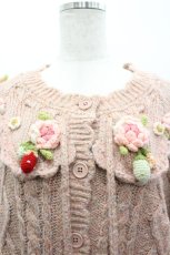 画像3: PINK HOUSE / Berry Roseモチーフ付きヨーク編みニットカーディガン  ピンク I-26-03-25-026-LO-BL-SA-ZI (3)