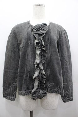 画像1: INGEBORG / デニムフリルブラウス  黒デニム I-26-03-25-028-LO-BL-SA-ZI