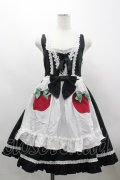 BABY,THE STARS SHINE BRIGHT / Snow White りんごのエプロンジャンパースカート  黒×白 I-26-03-30-030-BA-OP-TE-ZI