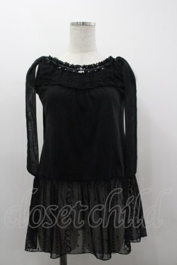 画像1: axes femme / 肩リボンロングインナー F 黒 I-26-03-30-033-AX-TO-TE-ZI