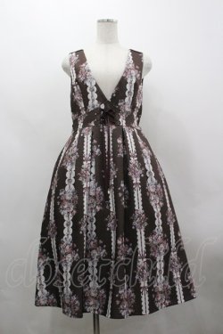 画像1: axes femme / ローズリボン柄ジャンスカ F 茶 I-26-03-30-036-AX-OP-TE-ZI